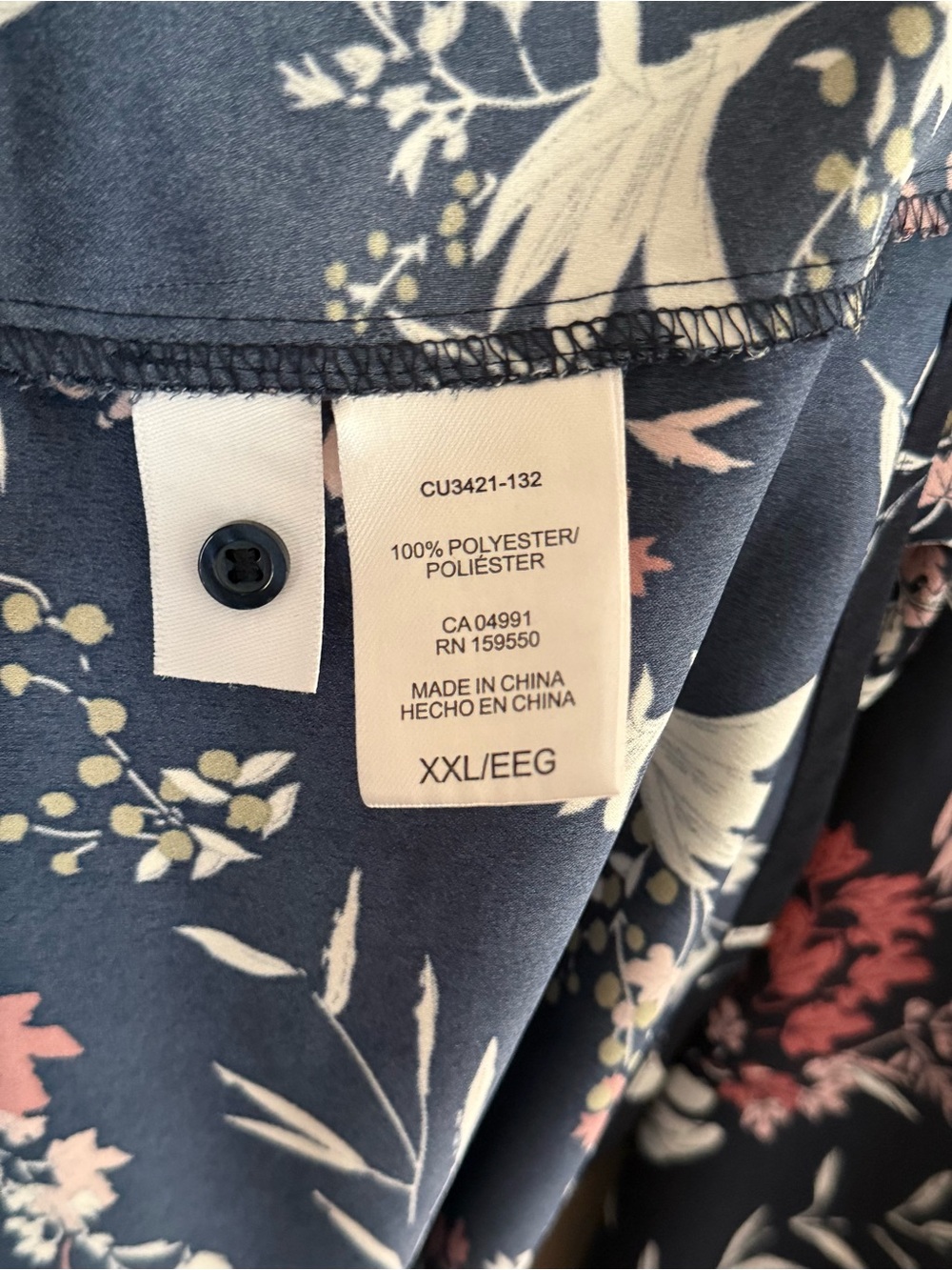 Hilary Radley Navy Floral Long Sleeve Blouse Top Size XXL Plus Size Career Casua - Picture 4 of 10